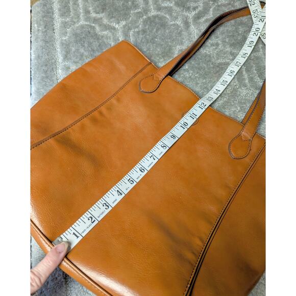 Liz Claiborne Tote Shoulder Bag Large Cognac Double Strap Purse spacious career - Picture 6 of 16